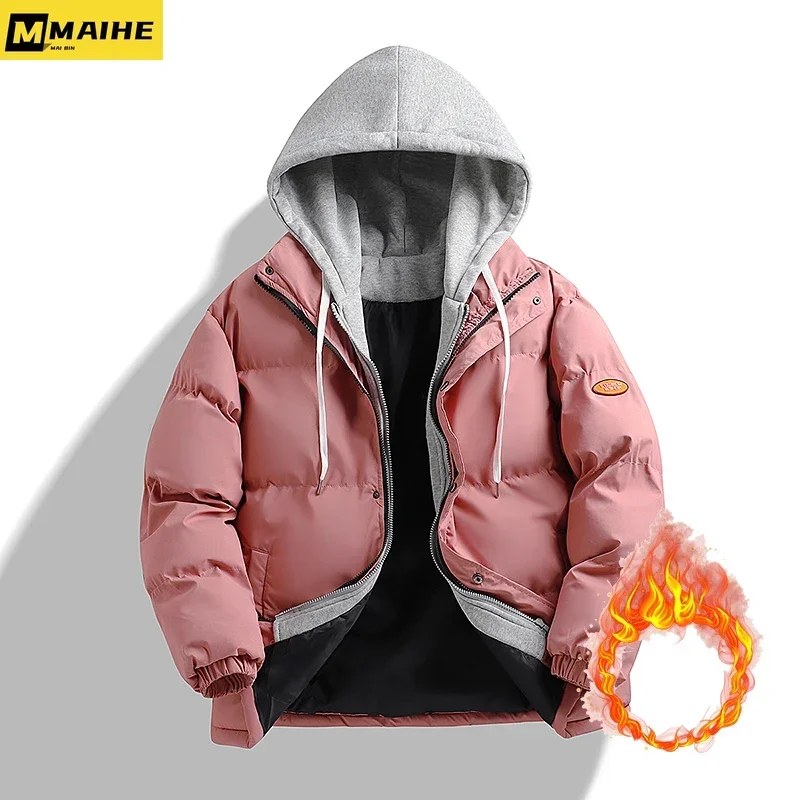 Winter Warm Jacket Mens Hooded Warm Parka Street Casual Sports Women\'s Harajuku Down Jackets Windproof Male Windbreaker Outwears