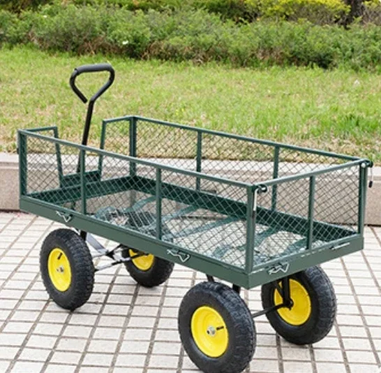 Four Wheeled Metal Mesh Cart, Garden Cart, Foldable, High Load-bearing, Multiple Models, Suitable for Home and Outdoor Use