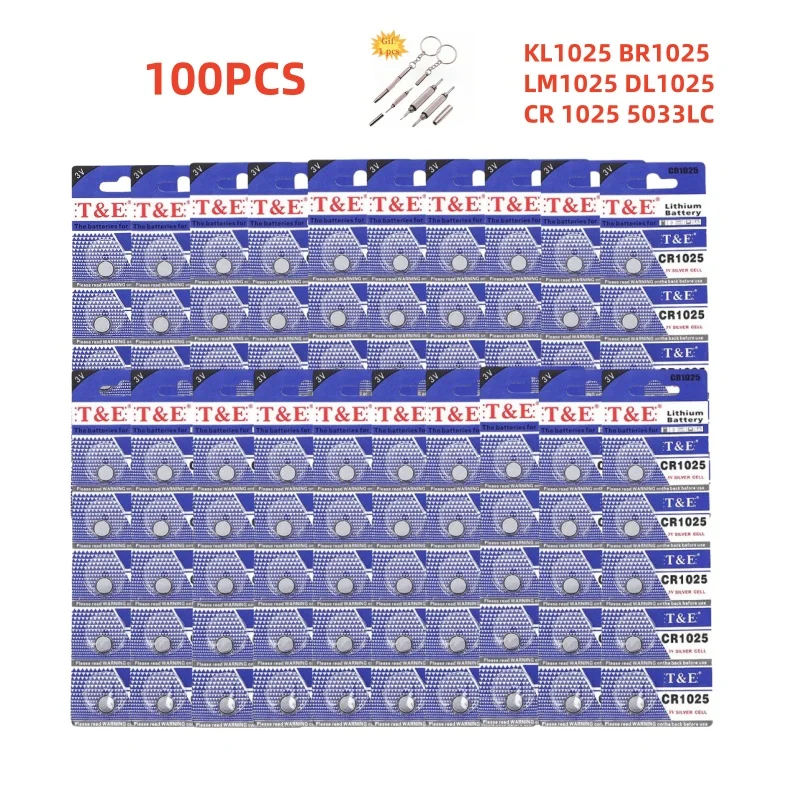 

100PCS CR1025 Button Battery KL1025 BR1025 LM1025 DL1025 CR 1025 5033LC 3V Lithium Battery For Watch Car Key Remote Coin Cells