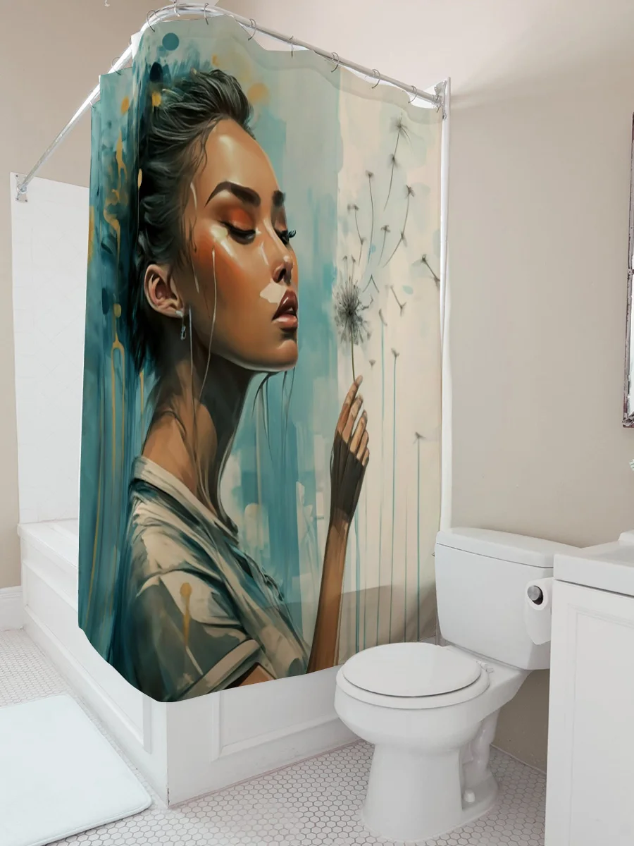 

Artistic Woman with Dandelion Waterproof Shower Curtain