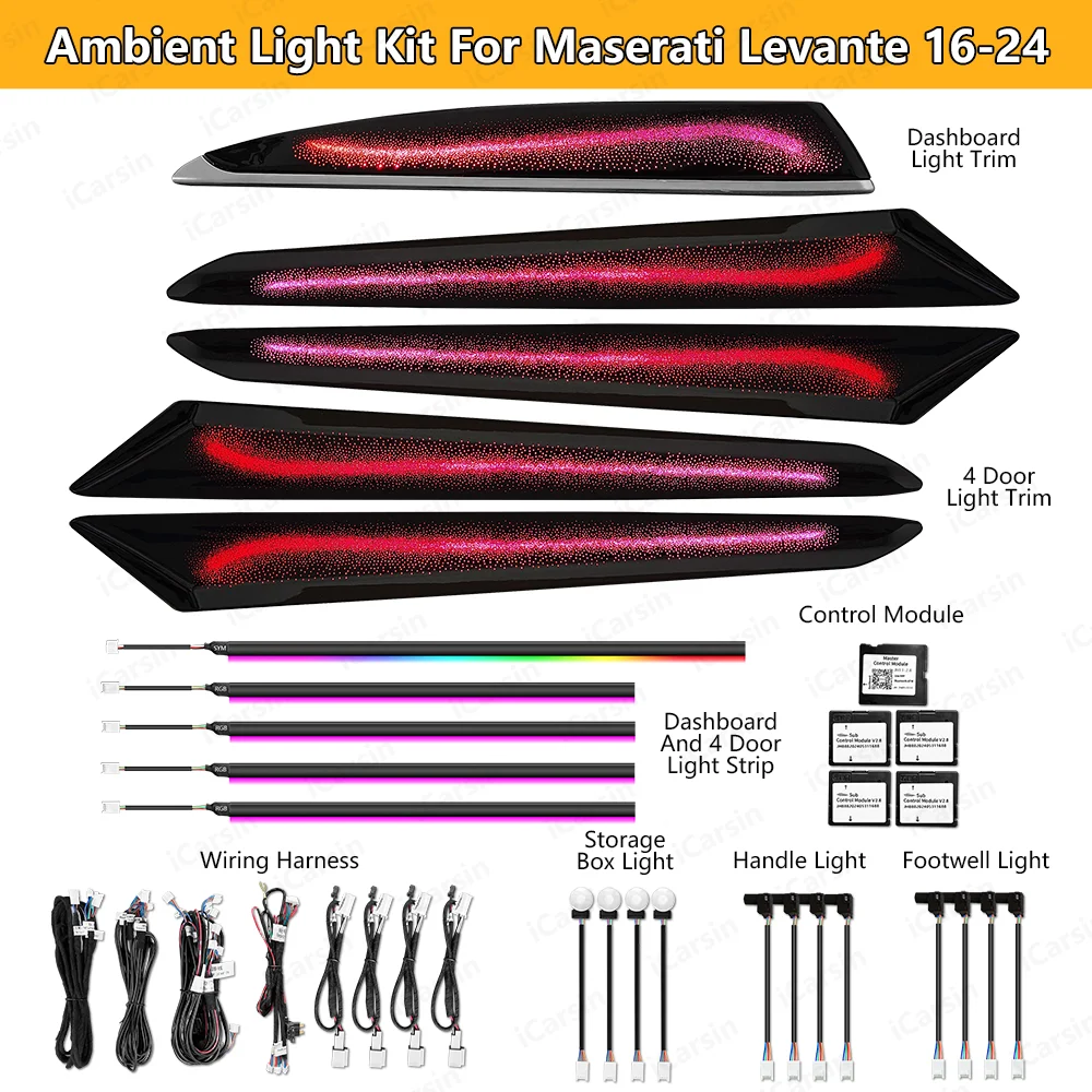 

Обновление звездного окружающего света для Maserati Levante 2016-2024, аксессуары для светодиодного освещения салона автомобиля