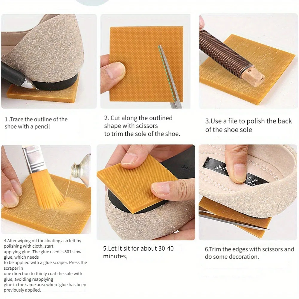 2pcs Rubber Shoe Soles Protector for Sandals High Heels Non-Slip Wear-resistant Shoe Bottoms Repair Sole Replacement Material