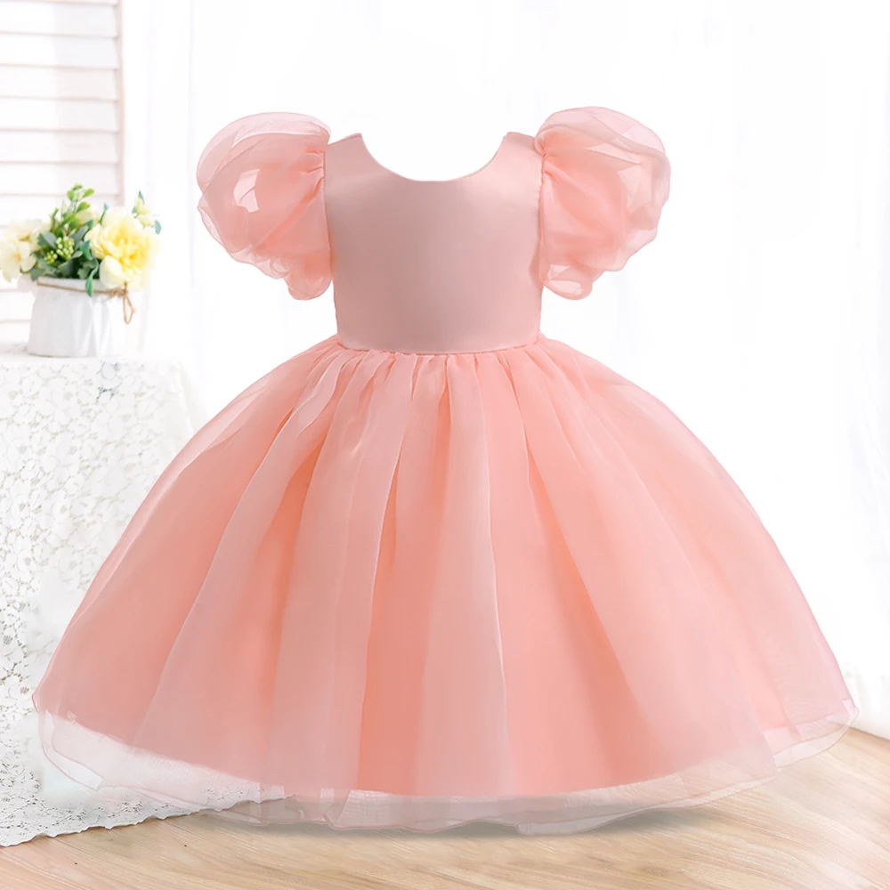 White Child Evening Flower Pageant Vestidos Girls Princess Dress Lace Tulle Wedding Party Formal Bridesmaid Fluffy Prom Gown