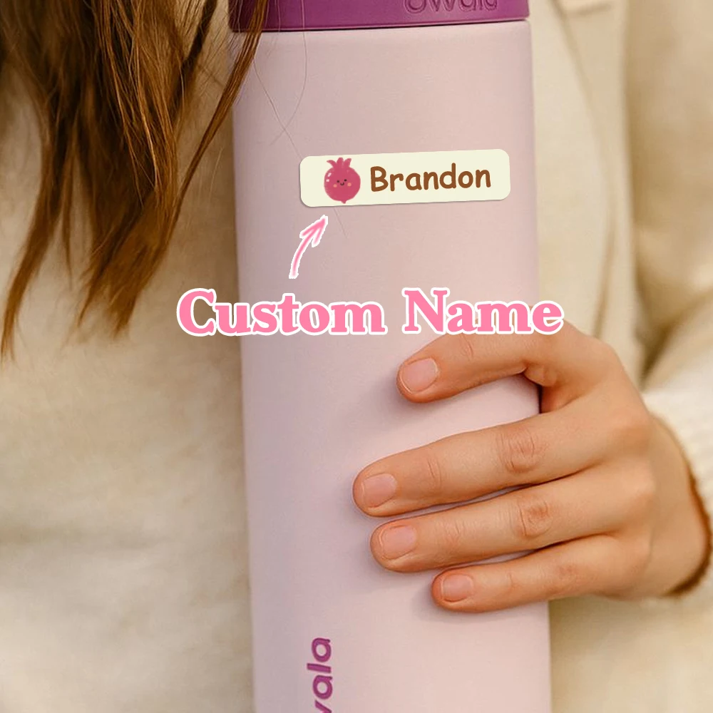 Custom fruits Name Sticker,Transparent Waterproof Stickers for Kids,diy Name Labels for School Bag Bottles Box  Mug Uniform view 2