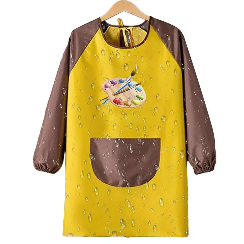 Cartoon Long Sleeve Gown Children Bibs Kids Boys Girls Art Craft Painting Apron Baby Feeding Smock Bib For Student