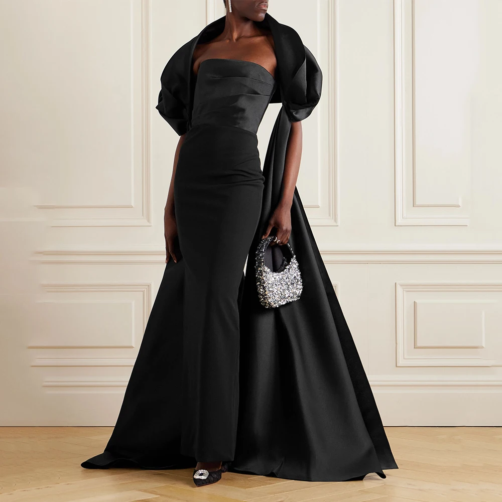 

Современное вечернее платье с запахом из атласа без бретелек, элегантные вечерние платья для женщин, роскошные вечерние платья с разрезом сзади