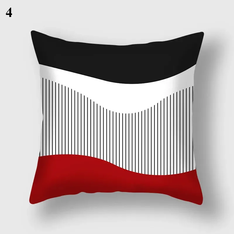 Home Decor Black Red Pillowcase Geometric Pattern Living Room Sofa Cushion Covers Car