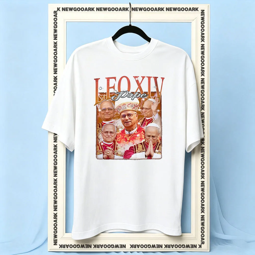 Pope Leo XIV Retro New Pope t-shirt woman man Casual cotton printed t shirts Adult O-neck summer outdoors tee Trending