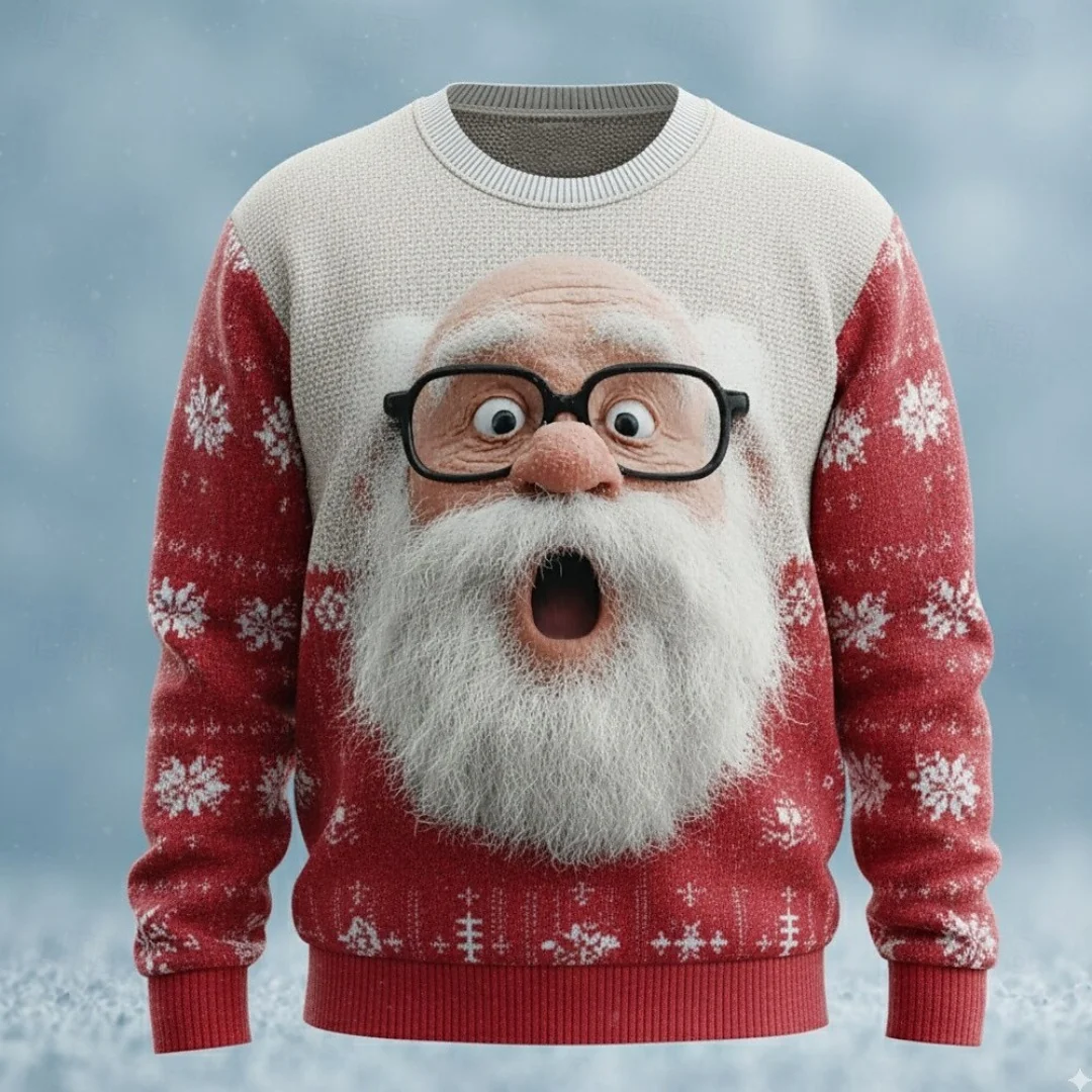

New Christmas Men's 3D Printed Santa Claus Long Sleeve T-Shirts Crew Neck Tees Trendy Street Style Autumn Winter Casual Tops