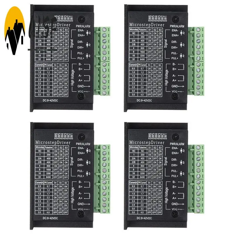 A15F-TB6600 Драйверы шагового двигателя, 4 шт., 4 А, контроллер шагового драйвера, цифровой мини-шаговый драйвер с ЧПУ для шагового двигателя 42/57/86