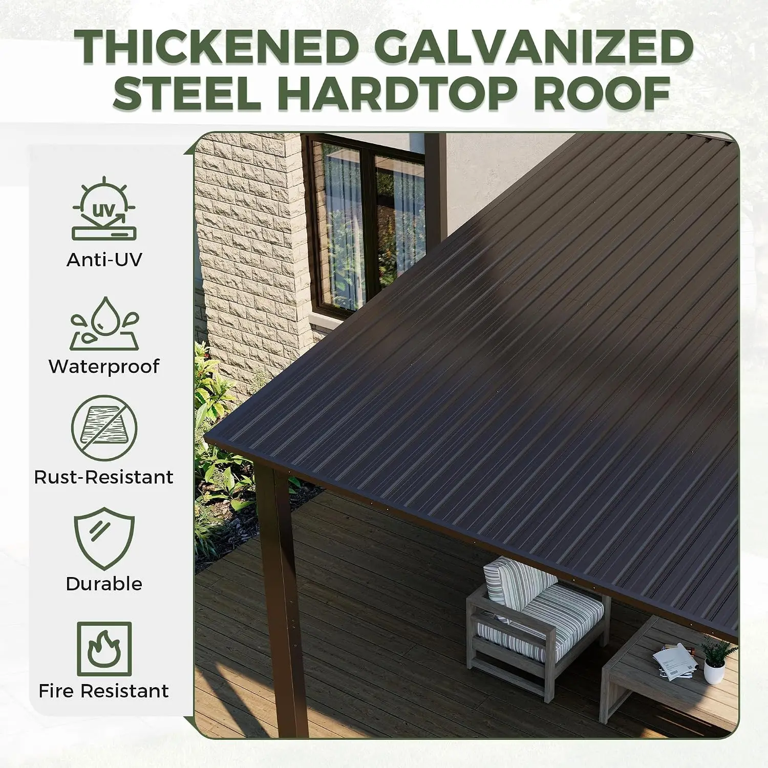 10'x10' Hardtop Lean to Gazebo, Customized view 3