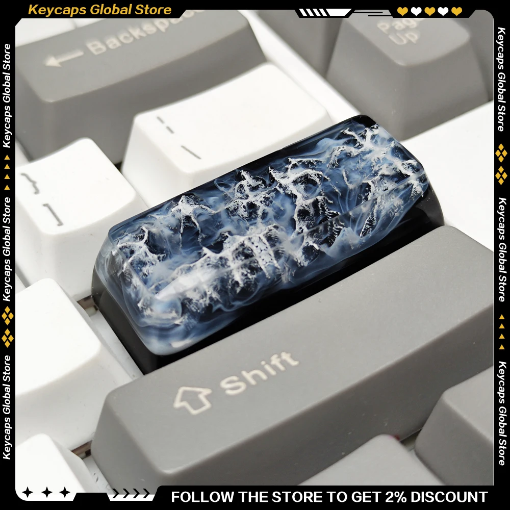 Personalized Valley Keycap Custom 2.25U Enter/left Shift Key Resin Dark Blue Drip Glue Material for Keyboard Accessories Gifts