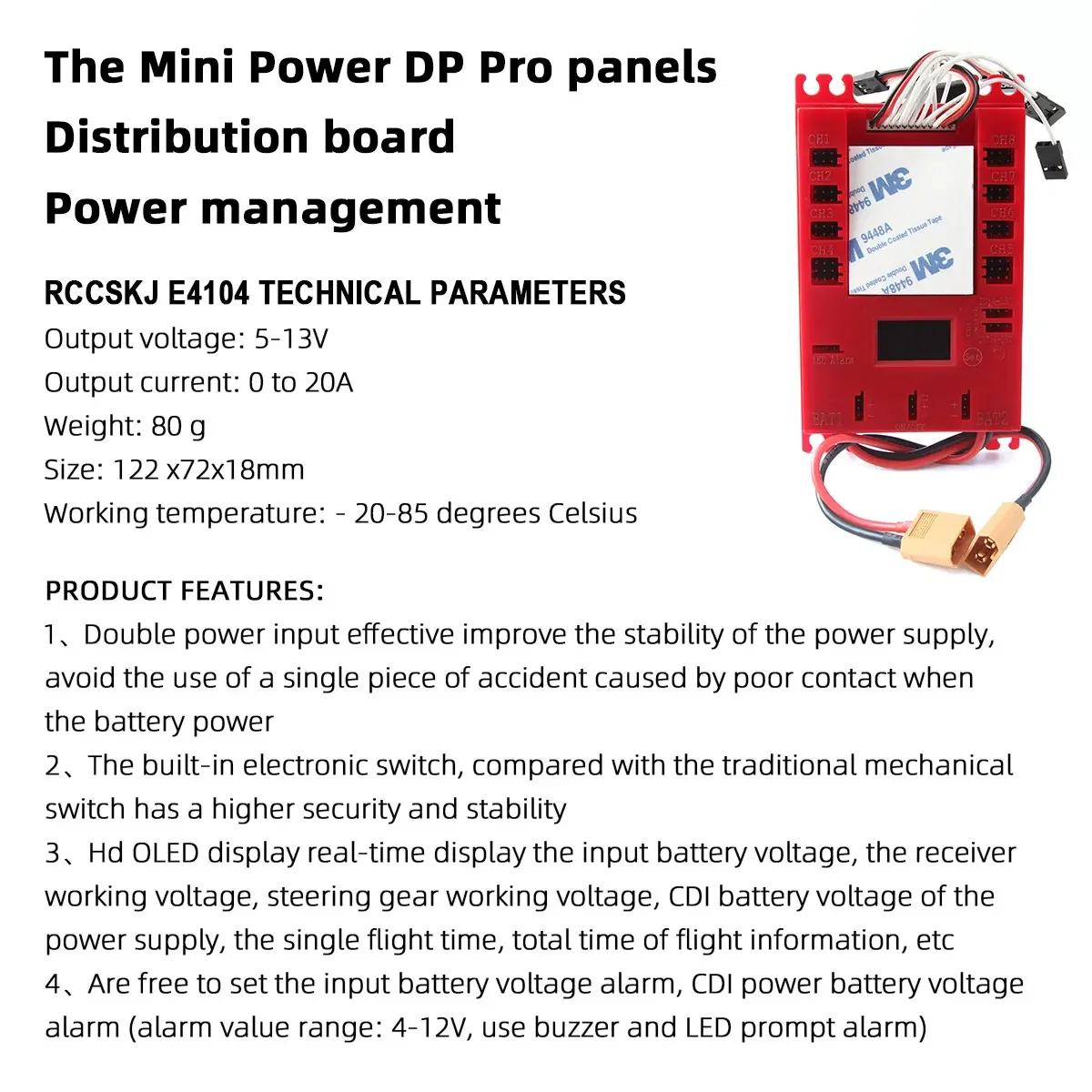 Mini power DP Pro 4.8-9.7V Servo Servo Section Board w/Wire & Electronic Switch For RC Model Plane