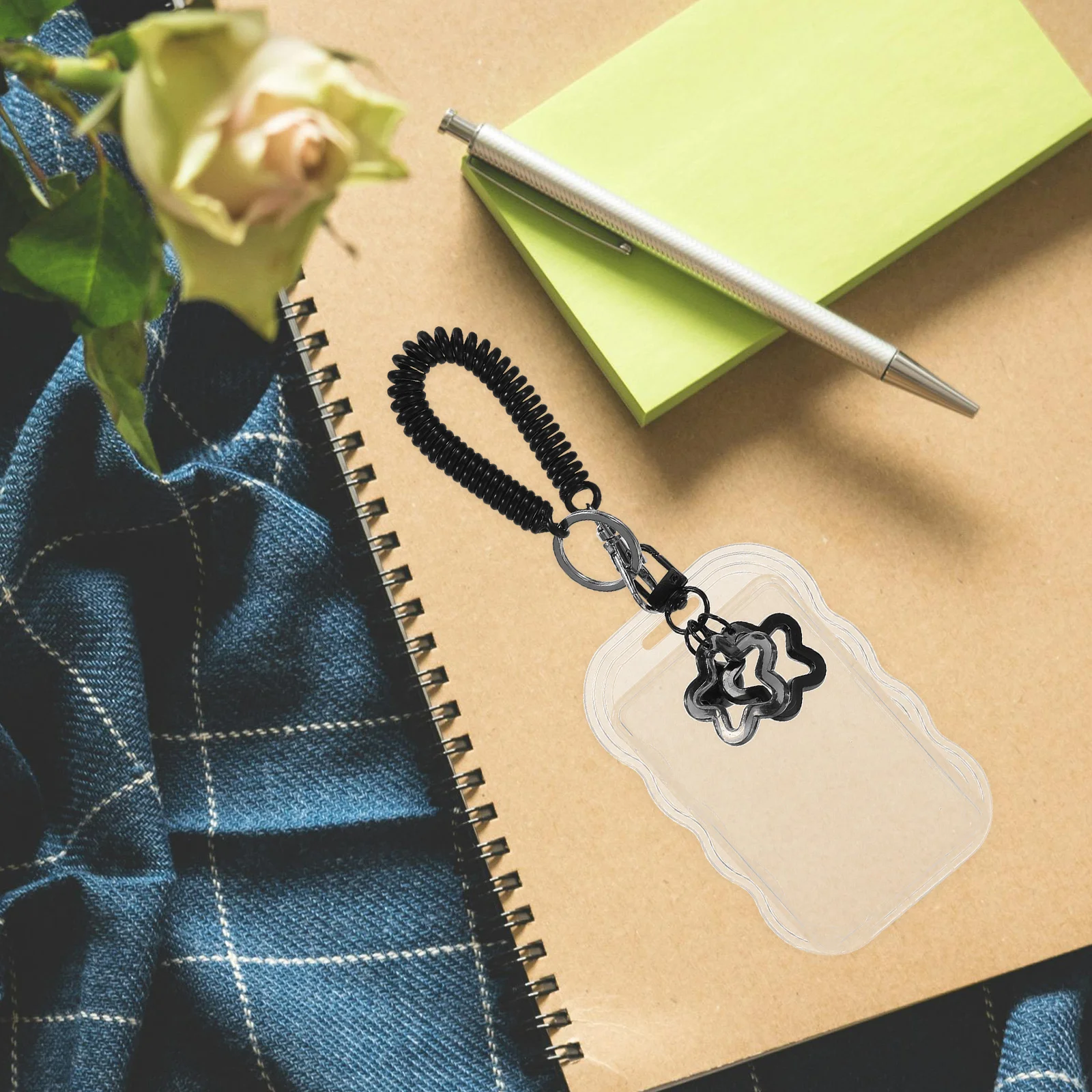 2pcs Keychain Photo Card Holder Clear Acrylic Id Badge Case For School Office Use Transparent Student Card Protector Daily