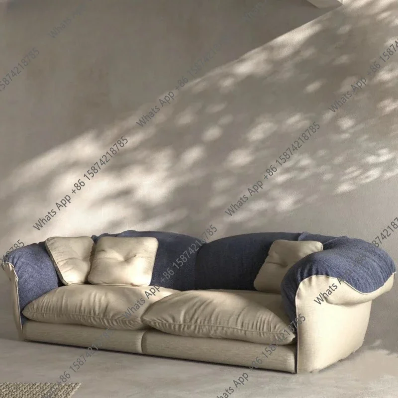 N67 Modern pastoral wabi-**** three-person linen color matching design sofa Xiaohongshu blogger bouquet sofa