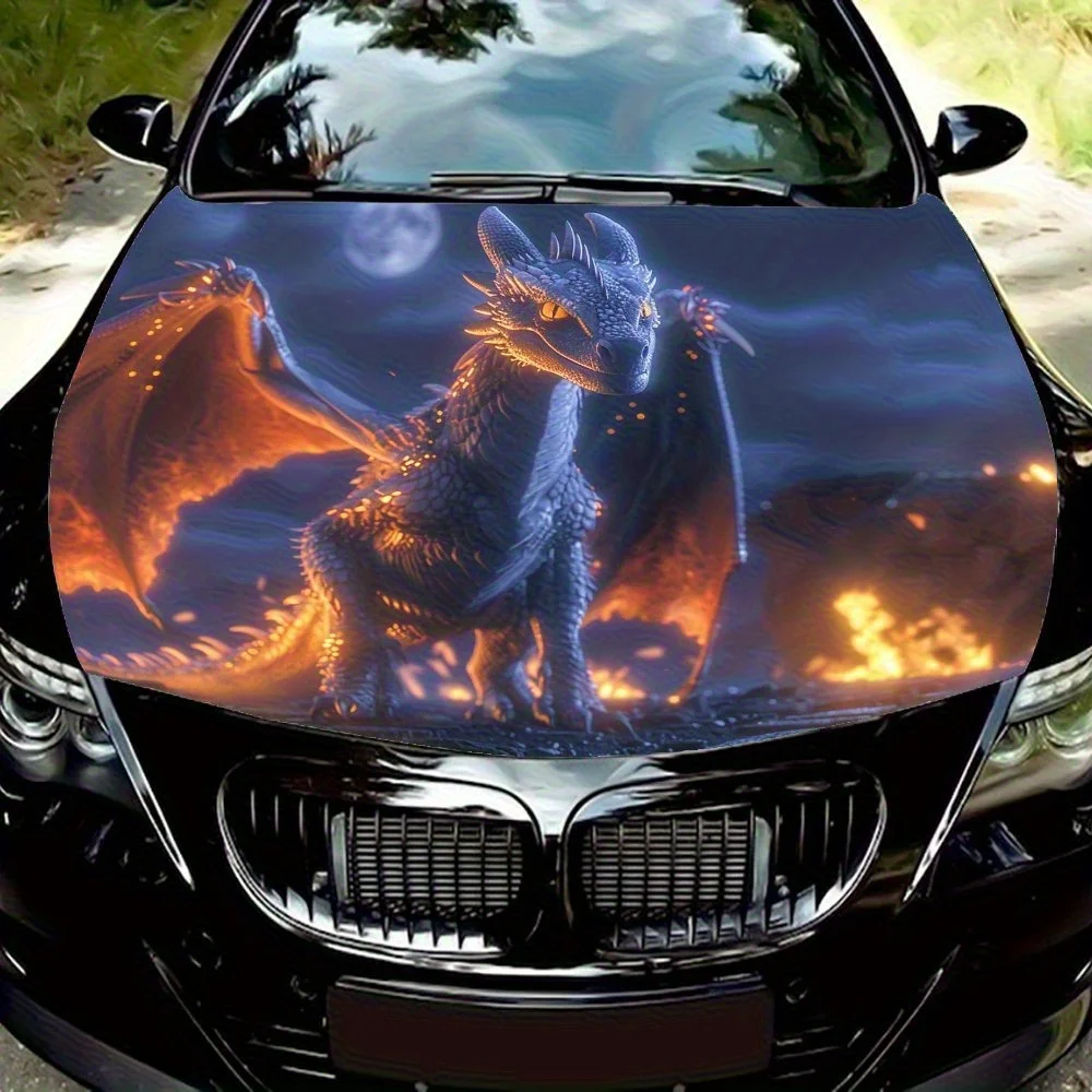 

Evil Black Dragon Car Hood Decal Stickers Wrap Vinyl Film Engine Cover Decals Sticker Car Hood Protective Film Waterproof And Sc