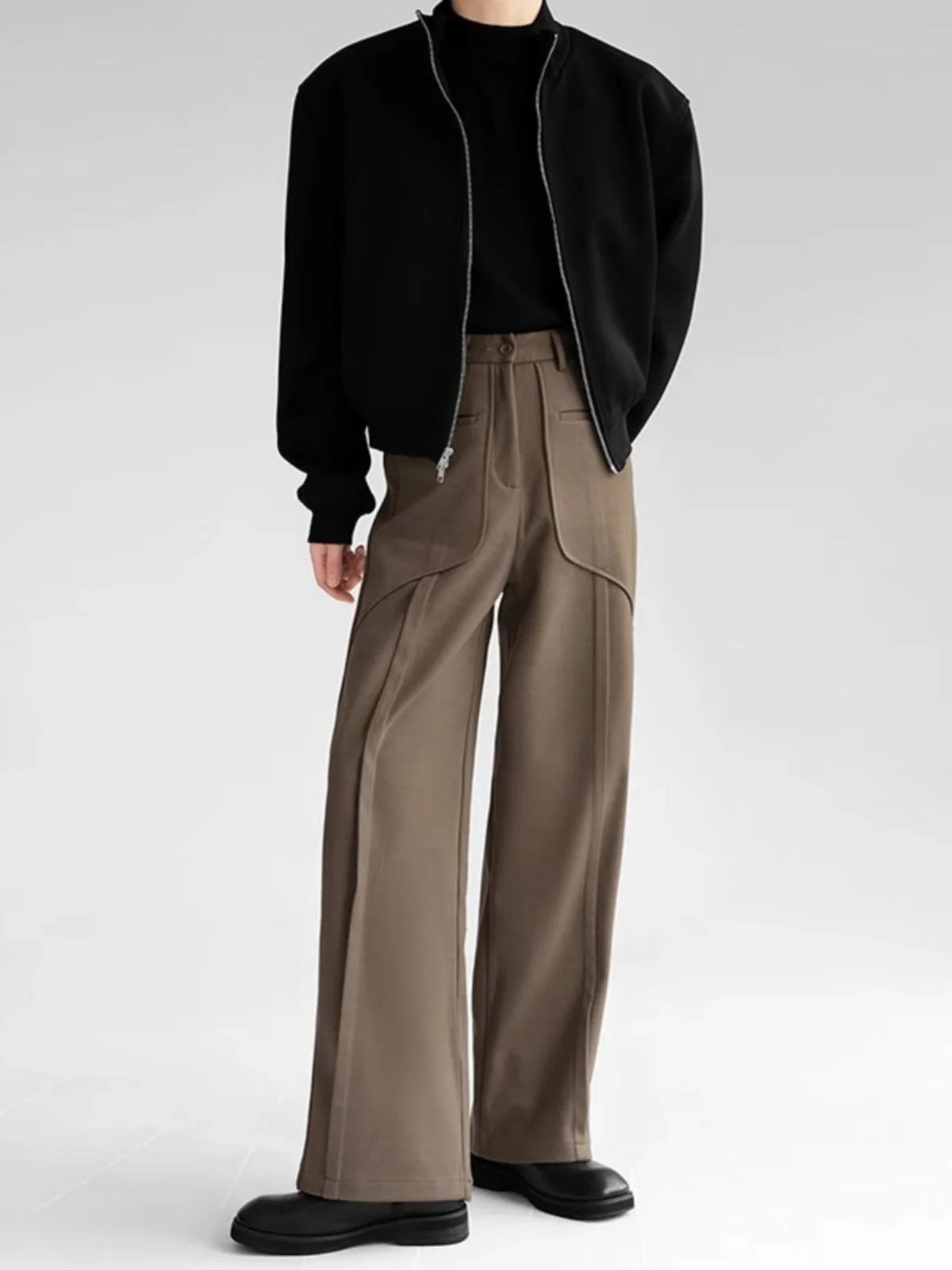 

Мужские шерстяные брюки Ele Thi: прямые, повседневные, широкие, длинные, модные, зимние, молодежные