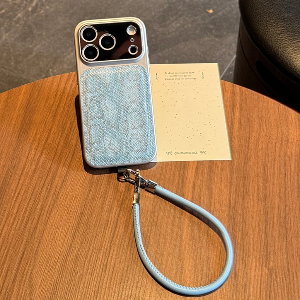 المتقدمة شخصية بلون جلد الثعبان نمط الجلود الاصطناعية الحبل غطاء الهاتف القضية آيفون 17 16 15 14 برو ماكس #6