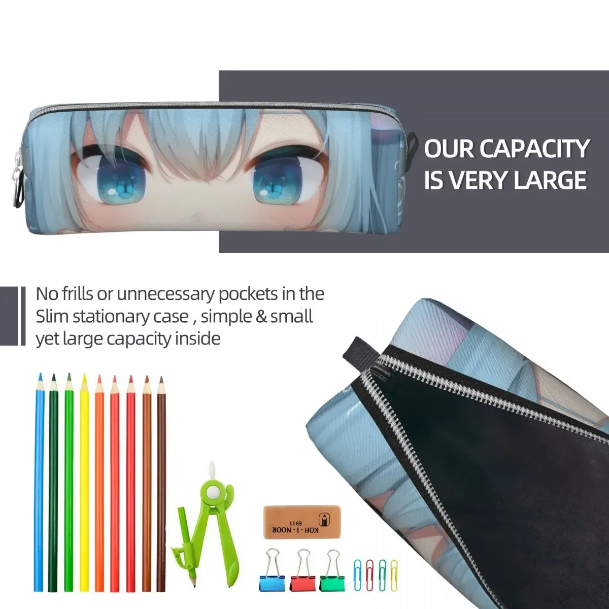 Anime Cat Girls Amashiro Nekoha Shizuku astucci per matite Fun Pen Box Bag Girl Boy Big Capacity materiale scolastico astuccio per matite cosmetiche