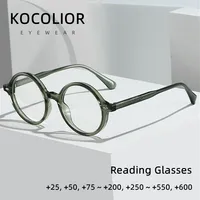 KOCOLIOR nueva moda gafas de lectura de placa redonda para hombres y mujeres gafas de lectura antiluz azul dioptrías 0 + 0,75 + 1,50 A + 6,0
