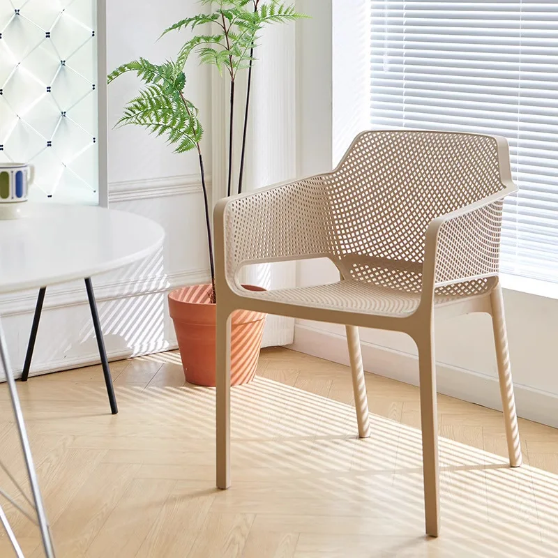Chair Plastic Chair Household Armrest Dining Table and Chair Breathable Outdoor Negotiation Chair Patio Table and Chair Backrest
