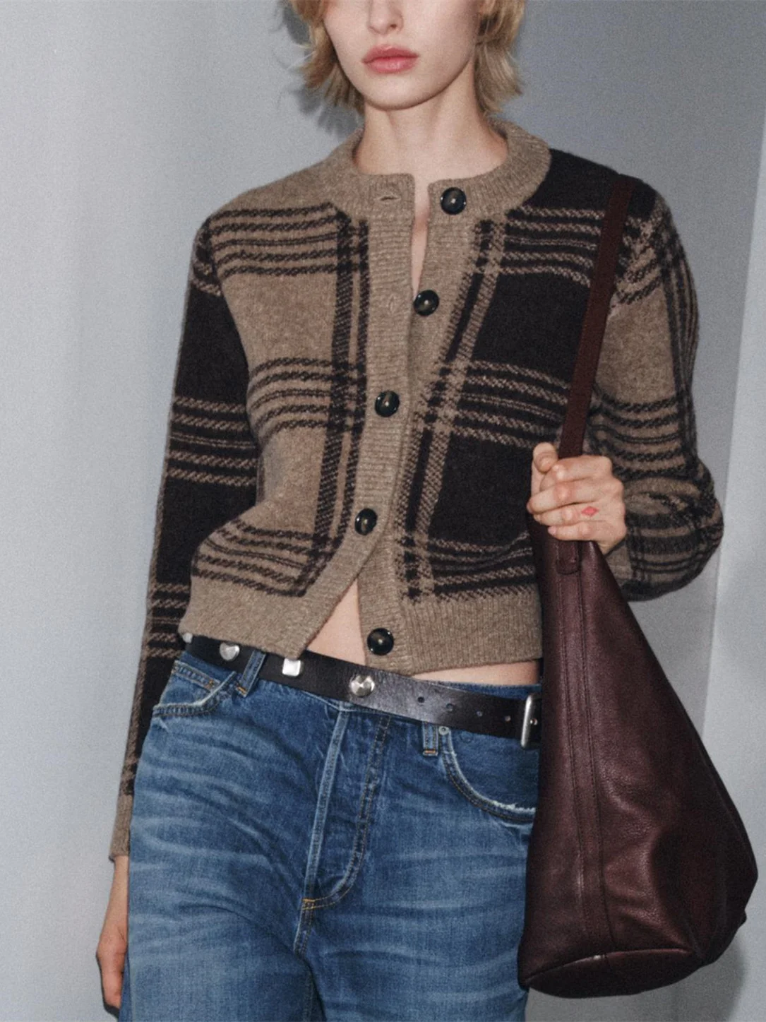 Casual de punto largo Sve redondo Ne Plaid abierto Cardigan mujer Faion mat Otoño Invierno nueva llegada prendas de vestir exteriores