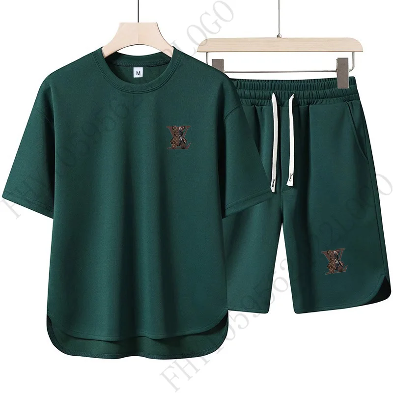 

Men's 2026 Summer High-Quality Short-Sleeved 2-Piece Set. Jogging casual men's outfit, breathable and comfortable top, paired wi