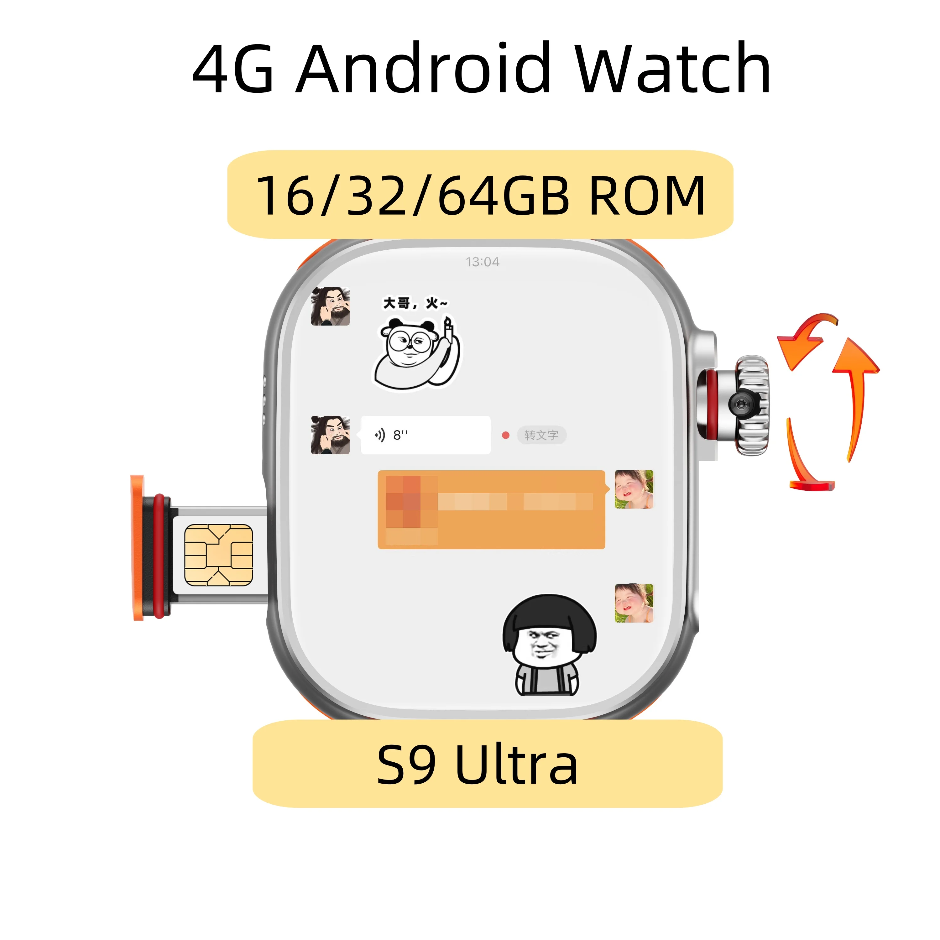 Лидер продаж, умные часы 4G, система Android с вращающейся камерой 800 Вт, Смарт-часы с Wi-Fi, GPS, SIM-картой