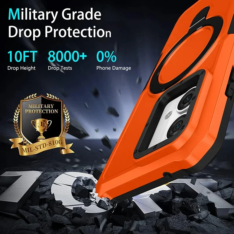 Противоударный чехол для Motorola G84 G54 Armor Phone Cover с поворотной подставкой для Moto E32 E13 G22 G24 G34 G04 5G G14 E14