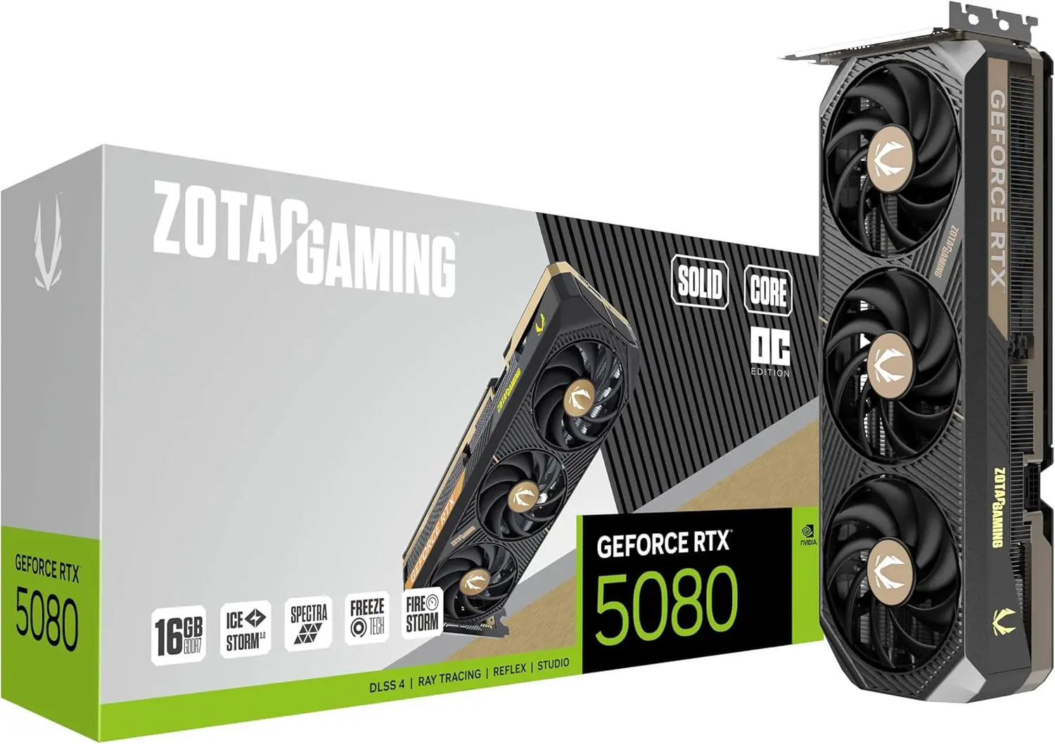 

Игровая видеокарта ZOTAC Gaming GeForce RTX 5080 Solid CORE OC DLSS 4 16 ГБ GDDR7 256-бит 30 Гбит/с PCIE 5.0, IceStorm 3.0