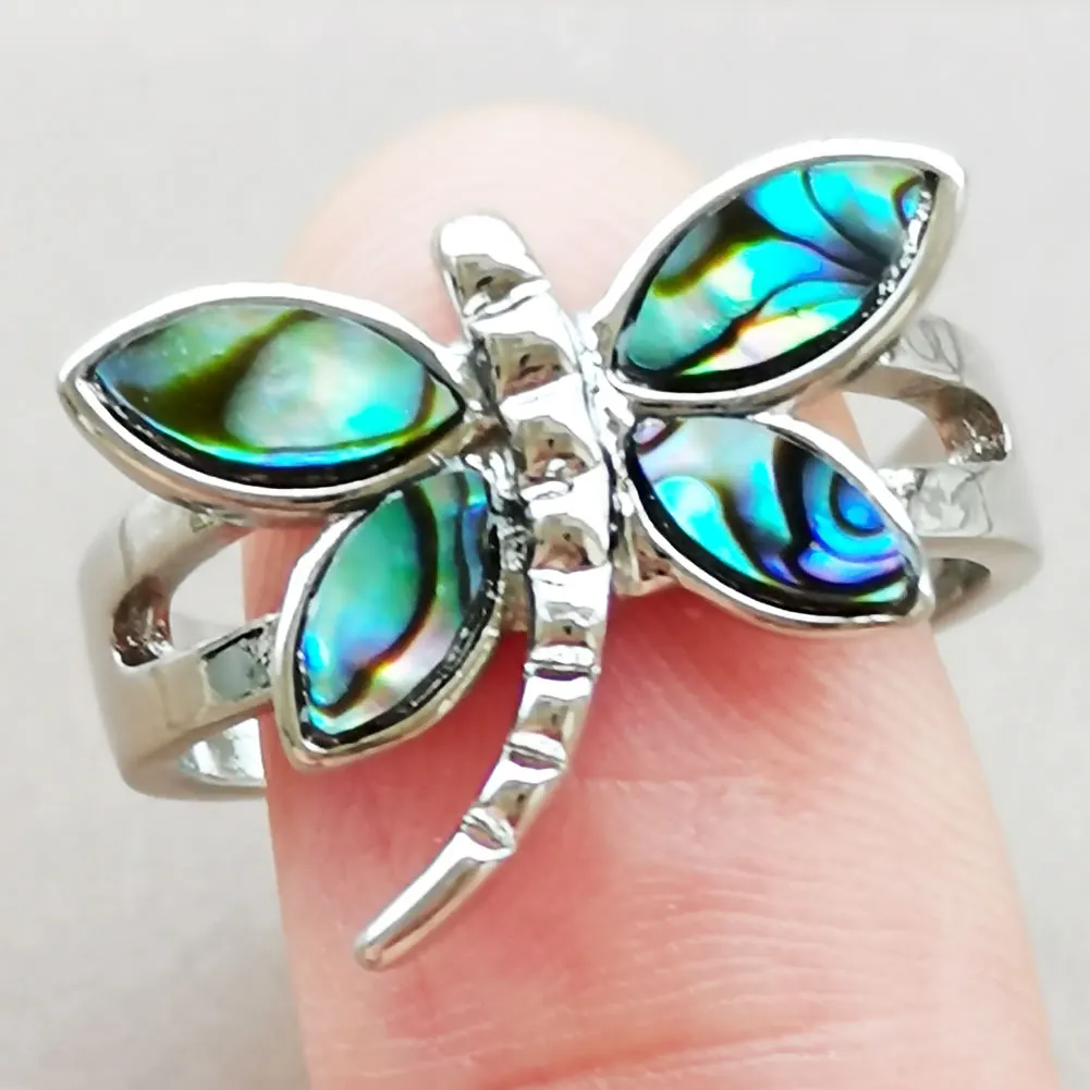 New Zealand Abalone Shell Dragonfly Dolphin  Ring  PWB102 - view 6