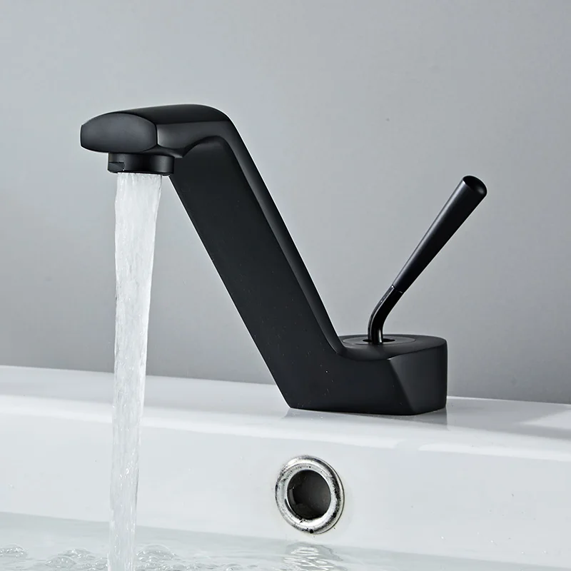 Basin Faucets Black Brass Bathroom Sink Taps Hot and Cold Single Hole Gun Grey Bathroom Faucet Basin Crane Taps Wash Basin Mixer