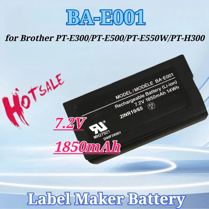 

7.2V 1850mAh for BA-E001 for Brother PT-E300 PT-E500 PT-E550W PT-H300 PT-H500LI PT-P750W P-touch H300 Rechargeable Battery