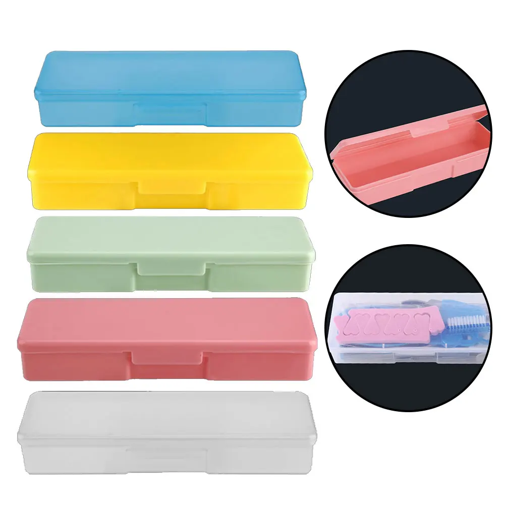 

Manicure Tools Storage Case Plastic Nail Supplies Storage Pen Box Rectangle Nail Art Studs Brushes Tools Holder Case