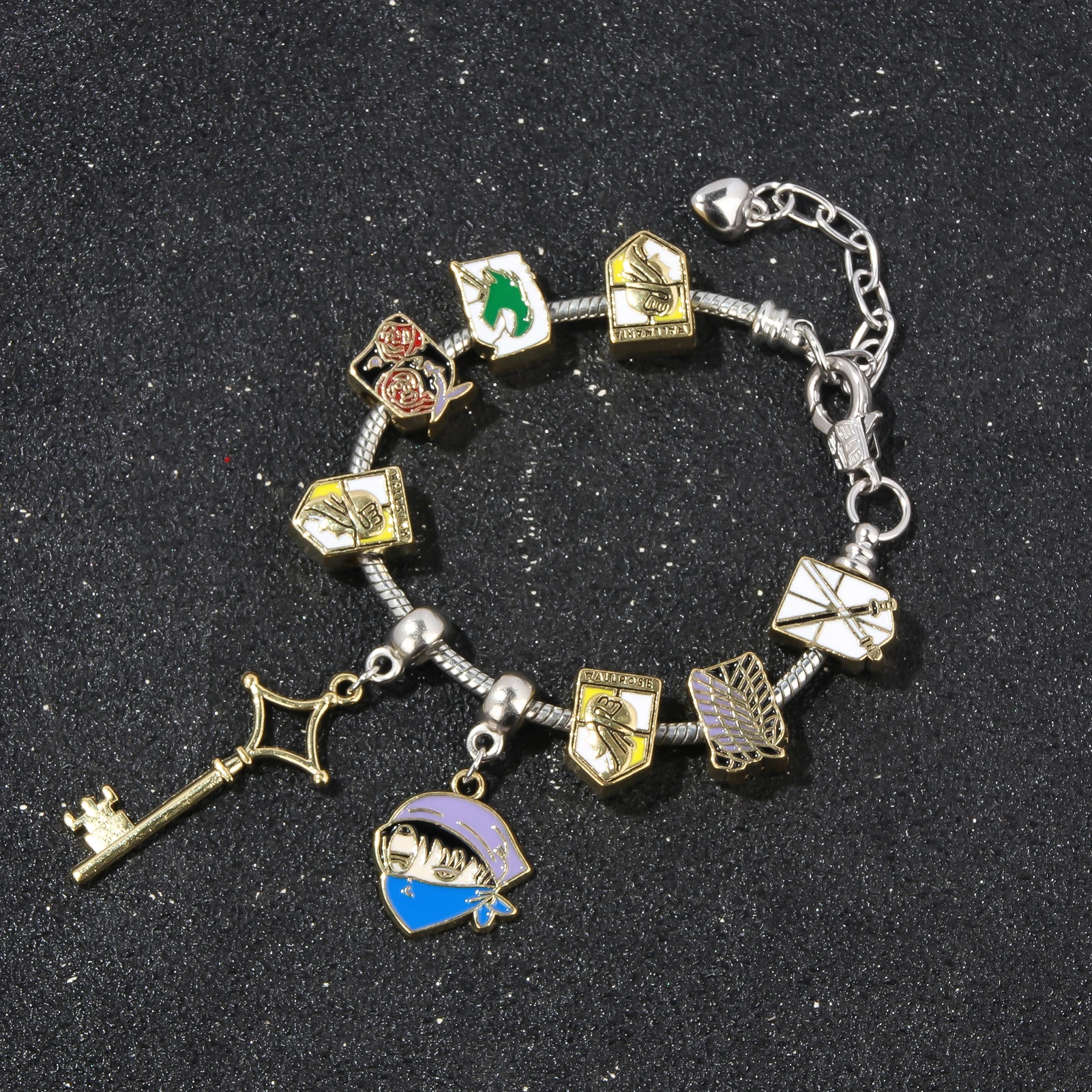 Anime Attack on Titan Bracelet Mikasa Ackerman Stationed Corps Charm Bracelet Punk Wristband Accessorie