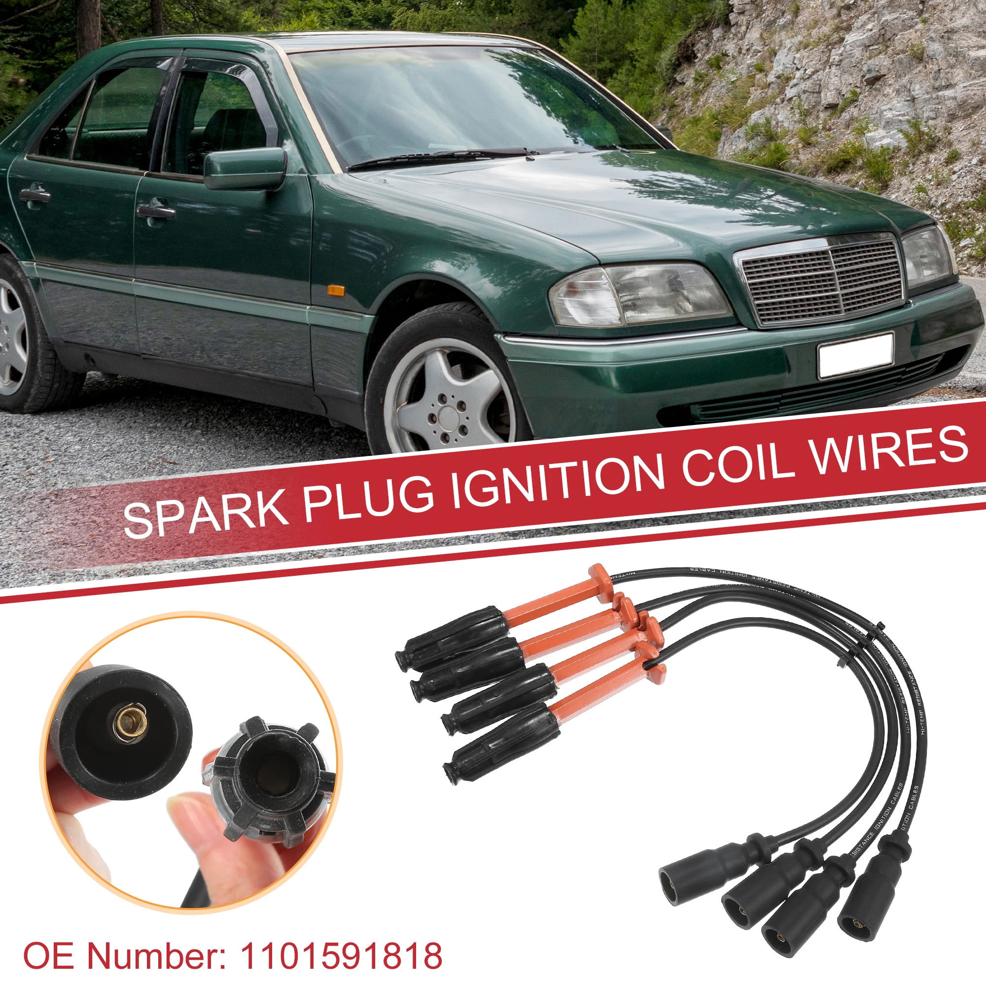 

UXCELL 4 шт., катушки для автомобильных свечей зажигания, жгут проводов катушки зажигания, кабель 7 мм, подходит для Mercedes-Benz C220 W202 L4 2,2 л 1994-1996