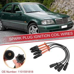UXCELL 4pcs Car Spark Plug Coil Wires Ignition Coil Harness Cable 7mm Fit for Mercedes-Benz C220 W202 L4 2.2L 1994-1996