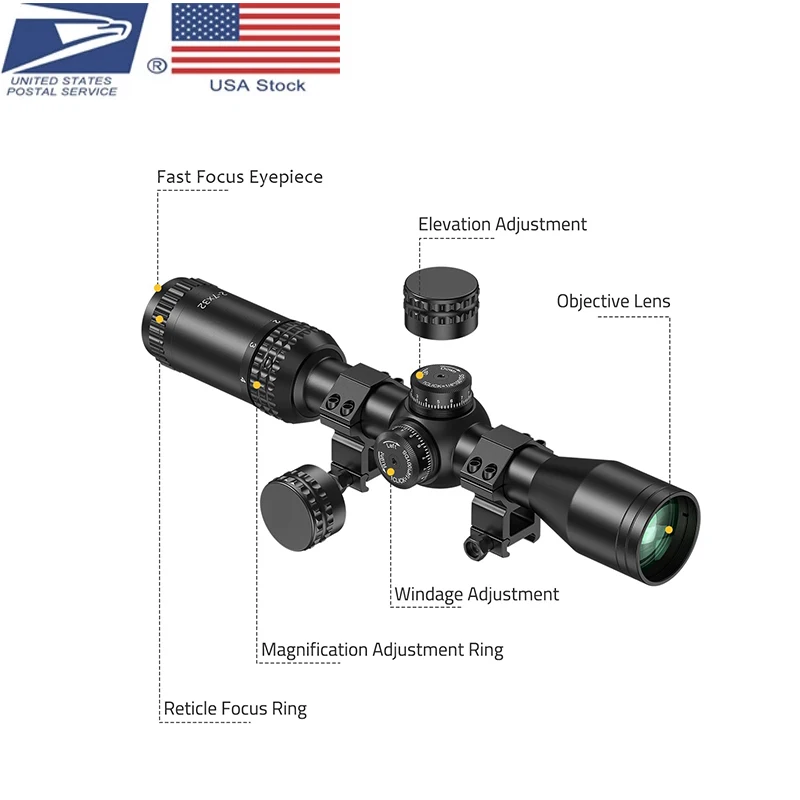 

CVLIFE Rifle Scope 1-inch Tube SFP Riflescope Optics Sight with High Profile 20mm Scope Rings for Picatinny Second Focal Plane