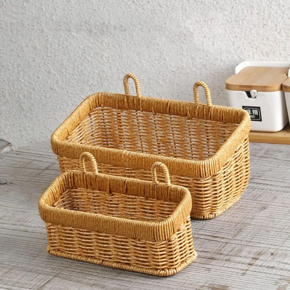 

Decorative Wall Hanging Storage Basket Space Saving with Handle Vegetables Organzier Large Capacity Sundries Organizer