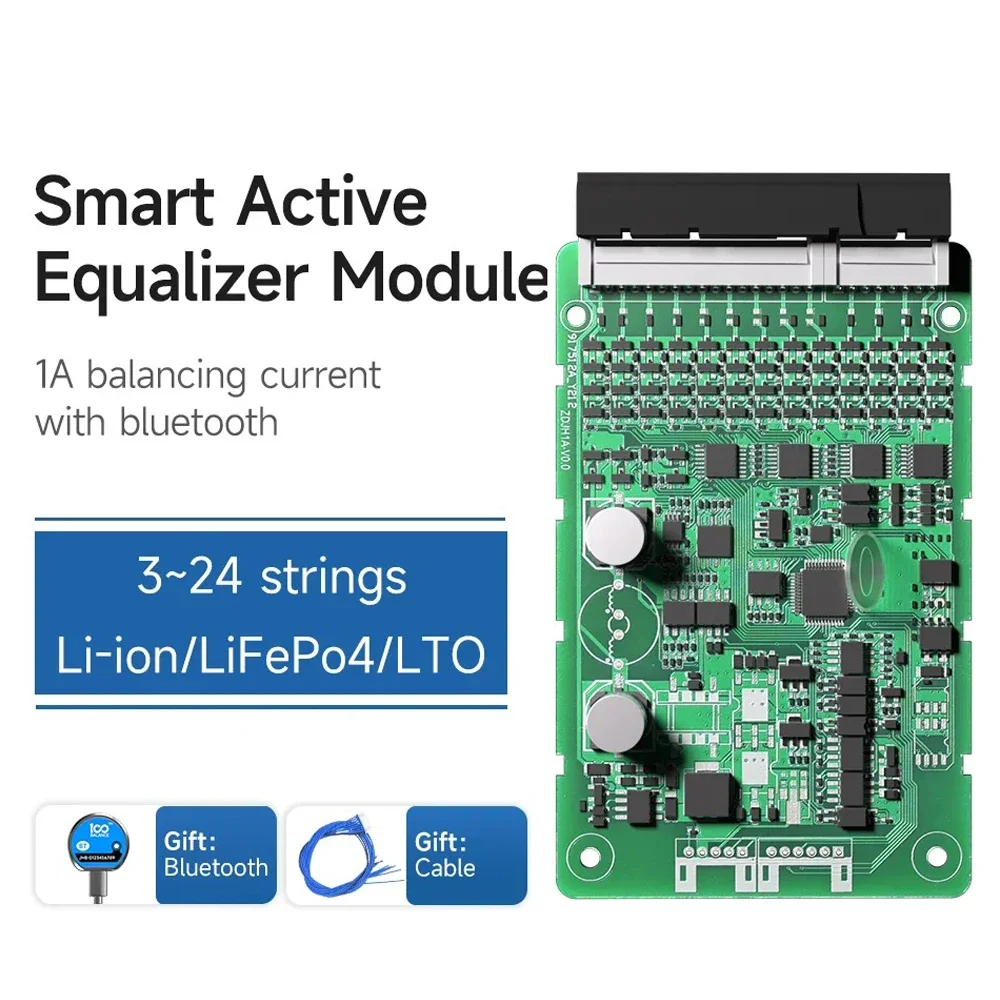 1A/5A Lithium Battery Active Equalizer Energy Transfer Board Li-ion LiFePo4 LTO Balancer 3S-24S UART RS485 BT 10MV