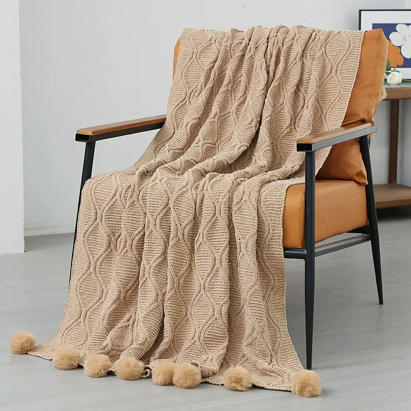 130x160cm Light Luxury Woven Blanket for All Seasons Air Conditioning Shawl Thick Student Nap Blankets Sofa Camping Bed Cover