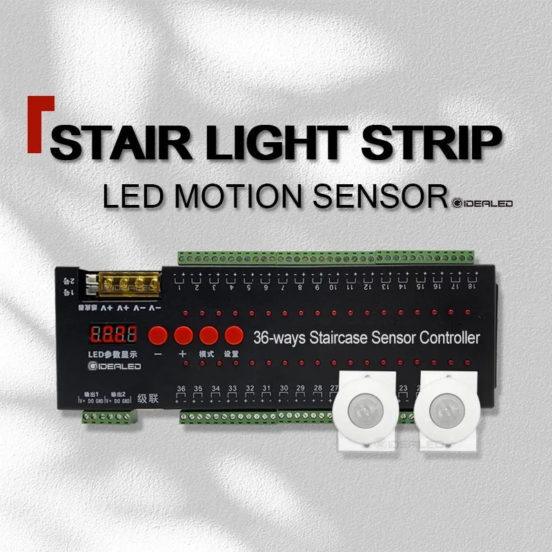 Tira de luces LED con Sensor de movimiento, controlador de 36 canales, luz de escalera, luz nocturna de movimiento interior, cinta de luces LED