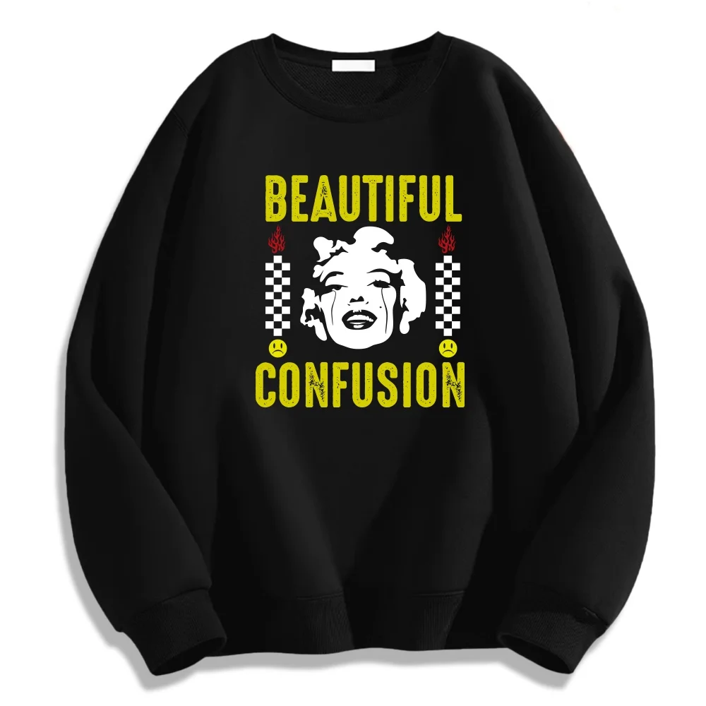 Beautiful Confusion Young & Cool Graphic Trend Brand Man's Clothes Printed Men's Hoodless New Style Style Hoodless Sweatshirts