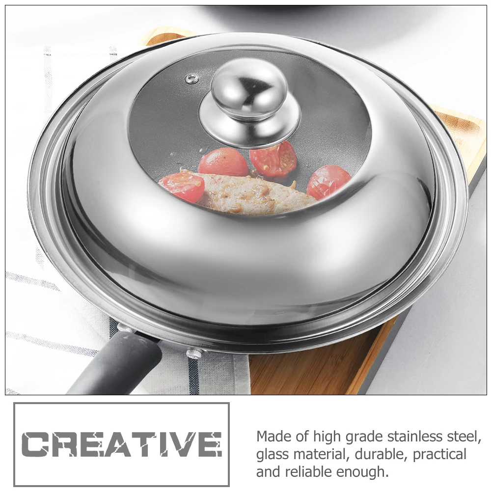 

Strengthened Stainless Steel Round Pan Cover Heat Resistant Metal Pot Lid Dishwasher Safe Kitchen Supply For Pots Pans Soup Pot