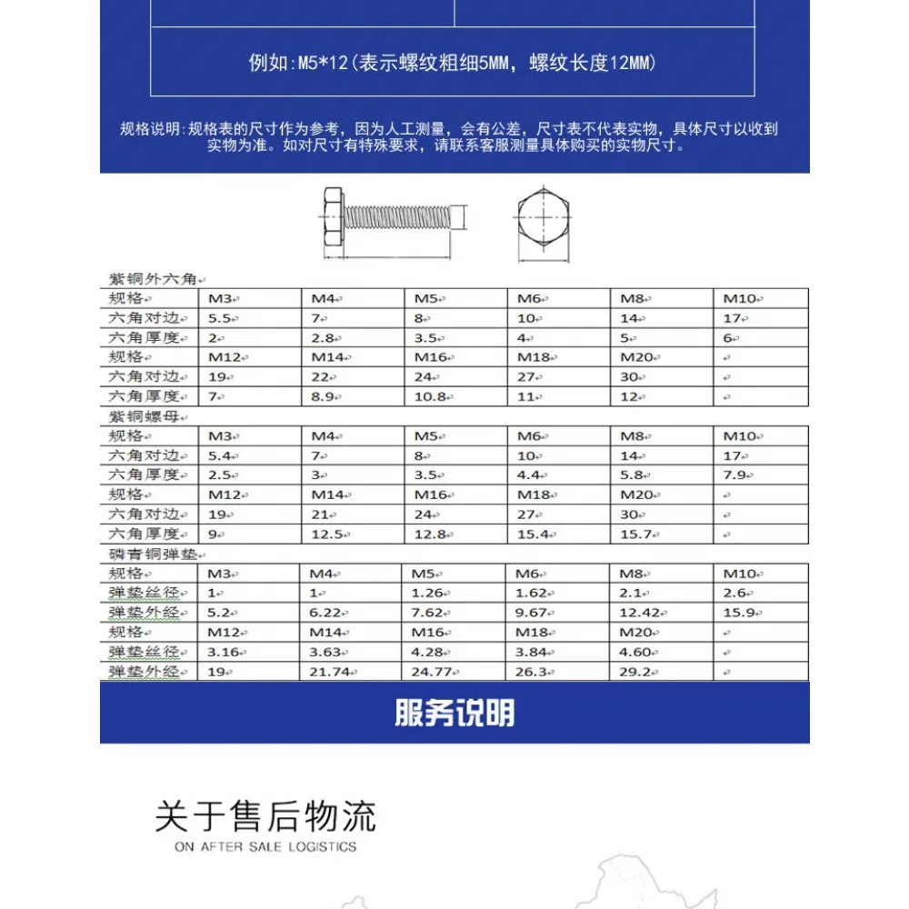 M3/4/5/6/8/10/12/14/16 Длина 6-120 мм 99,9% Болт с шестигранной головкой из чистой меди и гайкой с пружинной шайбой Электрическая проводимость