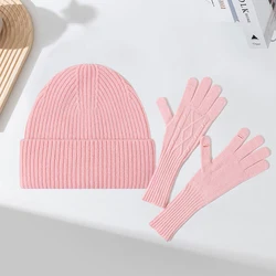 Hat Gloves Set Women Winter Beanie Wool Knit Thin Light Weight Soft Skiing Accessory For Autumn Cold Weather Outdoors Sports