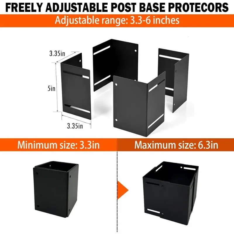 

1PC Adjustable Post Base Protector, 3.3-6 Inch Heavy Duty Metal Support for Patio Fence Porch Mailbox