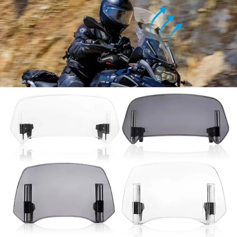 

For Universal Honda BMW Suzuki Yamaha Clear/ Smoke Motorcycle Windshield Extension Spoiler Heighten Windscreen Air Deflector 202
