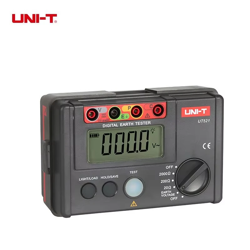 UNI-T UT521/522 اختبار مقاومة التأريض عرض الجهد المنخفض تخزين البيانات أكثر من المدى عرض LCD الخلفية المقاومة متر)