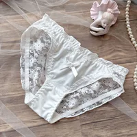 Women Sexy Mesh Milk Silk Jacquard Lace Underwear Transparent Elasticity Princess Style Cute Lovely Sweety Panties Breathable 4